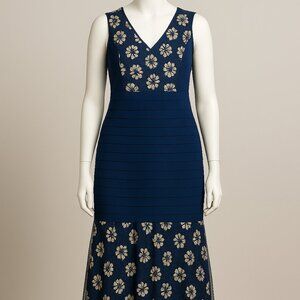 Candelite Petite Navy Floral Lace Tiered Evening Dress Size PL Petite Large